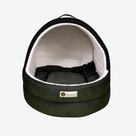 Soft Covered Igloo Style Pet House-Black